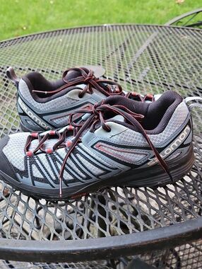 Salomon X CREST  Grey Black Trail Shoes with Red Laces